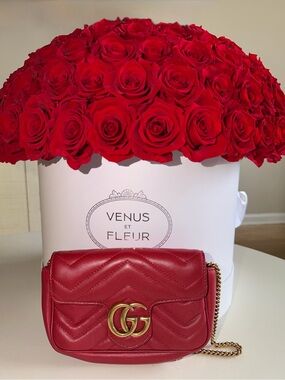 Gucci Red GG Marmont Mini Shoulder Bag